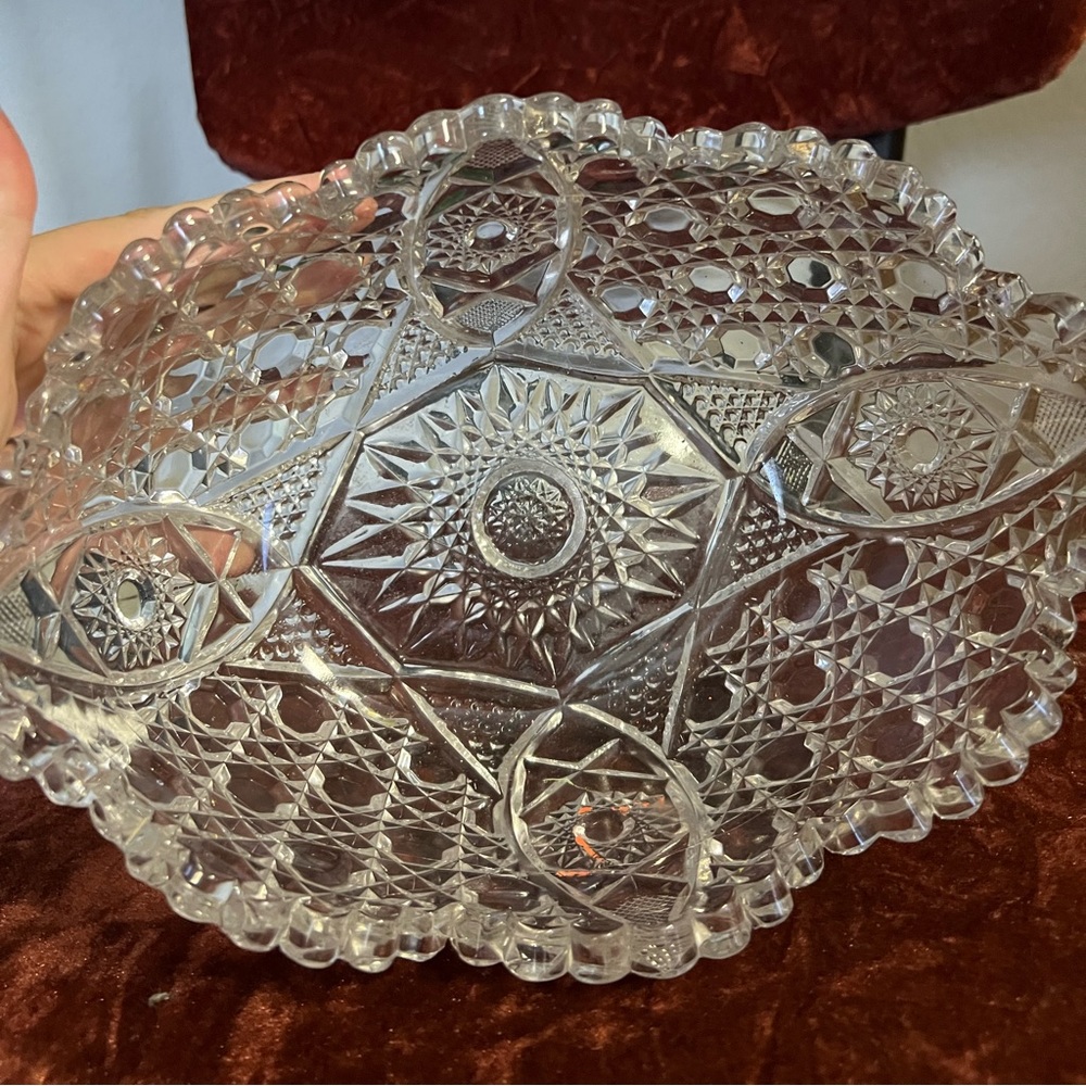 Vintage Crystal punch bowl style planter - Picture 2 of 3